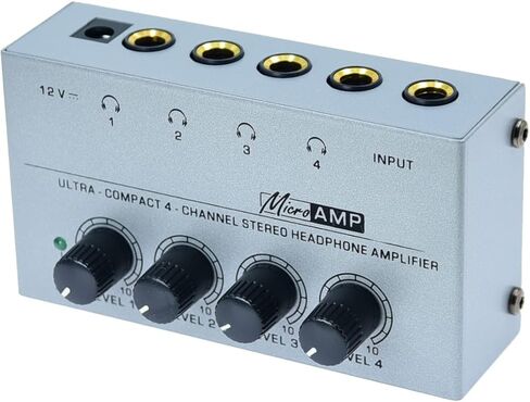 Stereo Input TRS Jack 1/4" Splitter 4X Micro amp 1 in 4 Out 1/4 inch Headphone Amplifier 4 Channel Audio (Black) in Kuwait