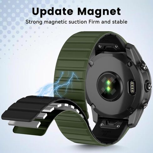 ISABAKE Compatible with Fenix 6X/7X Band, 26mm Silicone Magnetic Band for Fenix 5X/Fenix 5X Plus/Fenix 3/Fenix 6X Pro/Descent Descent MK2i Smartwatches in Saudi Arabia