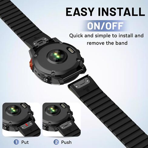 ISABAKE Compatible with Fenix 6X/7X Band, 26mm Silicone Magnetic Band for Fenix 5X/Fenix 5X Plus/Fenix 3/Fenix 6X Pro/Descent Descent MK2i Smartwatches in Saudi Arabia