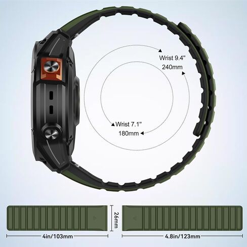 ISABAKE Compatible with Fenix 6X/7X Band, 26mm Silicone Magnetic Band for Fenix 5X/Fenix 5X Plus/Fenix 3/Fenix 6X Pro/Descent Descent MK2i Smartwatches in Saudi Arabia