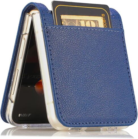 جراب هاتف CCSamll لهاتف Samsung Galaxy Z Flip4 مع حامل بطاقة، غطاء خلفي صلب مقاوم للصدمات من البولي كربونات، جراب هاتف من جلد البولي يوريثان الواقي المتين لهاتف Samsung Galaxy Z Flip 4 5G PZ أزرق in Saudi Arabia