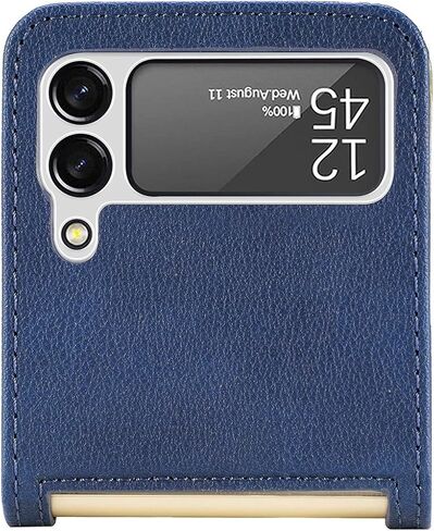 جراب هاتف CCSamll لهاتف Samsung Galaxy Z Flip4 مع حامل بطاقة، غطاء خلفي صلب مقاوم للصدمات من البولي كربونات، جراب هاتف من جلد البولي يوريثان الواقي المتين لهاتف Samsung Galaxy Z Flip 4 5G PZ أزرق in Saudi Arabia