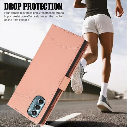 حافظة محفظة لهاتف Motorola Moto G Stylus 5G 2022 مع حزام معصم وحزام كتف وحامل بطاقات قابل للطي من جلد البولي يوريثان 7+ فتحات للبطاقات وغطاء هاتف يحجب RFID لهاتف XT2215-1 XT2215-4 XT2215DL وردي in Kuwait