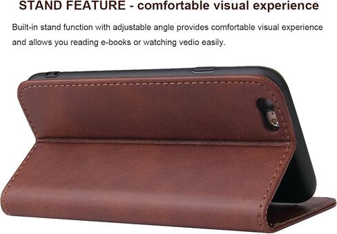 iPhone 7 iPhone 8 iPhone SE 2020 iPhone SE 2022 Case, Premium Wallet Case with Card Holder Kickstand Built-in Magnetic Closure Flip Folio Phone Cover for iPhone 7/8/SE - Coffee Brown in Saudi Arabia