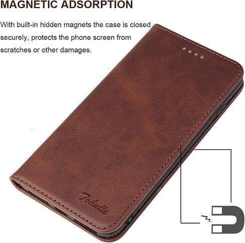 iPhone 7 iPhone 8 iPhone SE 2020 iPhone SE 2022 Case, Premium Wallet Case with Card Holder Kickstand Built-in Magnetic Closure Flip Folio Phone Cover for iPhone 7/8/SE - Coffee Brown in Saudi Arabia