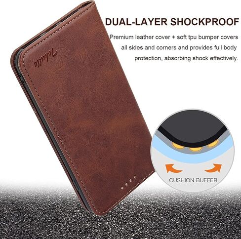 iPhone 7 iPhone 8 iPhone SE 2020 iPhone SE 2022 Case, Premium Wallet Case with Card Holder Kickstand Built-in Magnetic Closure Flip Folio Phone Cover for iPhone 7/8/SE - Coffee Brown in Saudi Arabia