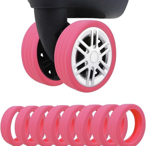 Luggage Wheel Cover Set of 8, Silicone Luggage Wheel Covers Luggage Wheel Protectors Luggage Wheel Protectors Suitable for Most Luggage Wheels and Office Chairs Noise Free (Black) in Saudi Arabia