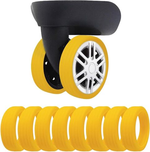 Luggage Wheel Cover Set of 8, Silicone Luggage Wheel Covers Luggage Wheel Protectors Luggage Wheel Protectors Suitable for Most Luggage Wheels and Office Chairs Noise Free (Black) in Saudi Arabia