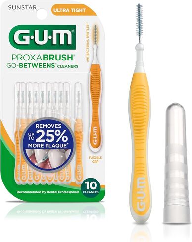 GUM Proxabrush Go-Betweens - فرش واسعة بين الأسنان بين الأسنان، أدوات تنظيف الأسنان لإزالة البلاك، آمنة لتقويم الأسنان وأجهزة الأسنان، 10 قيراط (4 قطع) in Kuwait