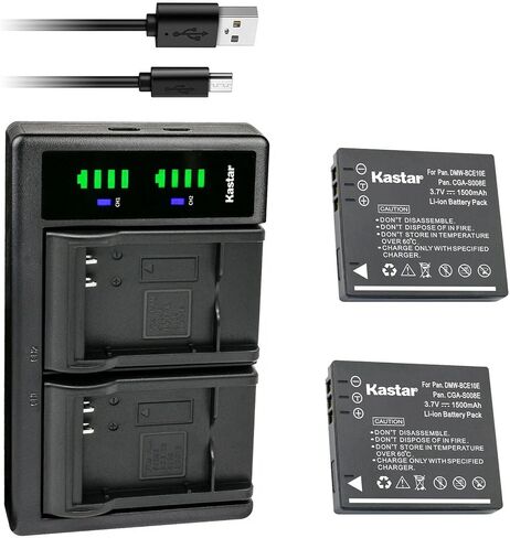 Kastar 2-Pack Battery and LTD2 USB Charger Replacement for Panasonic Lumix HM-TA1H HM-TA1R HM-TA1V, SDR-S7, SDR-S7EG-K, SDR-S7EG-S, SDR-S7K, SDR-S7S, SDR-S9, SDR-S9EG-S, SDR-S10, SDR-S10EB-K in Saudi Arabia