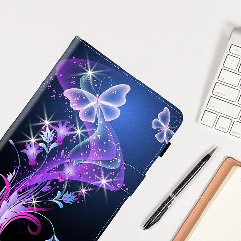 Dteck Case for Samsung Galaxy Tab A 10.1 (2019) Tablet, Model SM-T510/SM-T515/SM-T517 Case 10.1" - [Multi-Angle Viewing Stand] Protective Leather Case Lightweight Folio Cute Cover, Purple Butterfly in Saudi Arabia