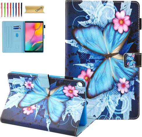 Dteck Case for Samsung Galaxy Tab A 10.1 (2019) Tablet, Model SM-T510/SM-T515/SM-T517 Case 10.1" - [Multi-Angle Viewing Stand] Protective Leather Case Lightweight Folio Cute Cover, Purple Butterfly in Saudi Arabia