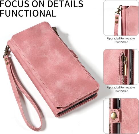 LBYZCASE for Galaxy S23 FE 5G Wallet Case with Zipper Credit Card Holder[RFID Blocking],Flip Folio Book Retro Leather Phone Case Cover for Samsung Galaxy S23 FE,Rose Gold in Saudi Arabia