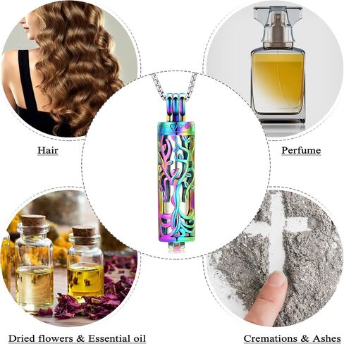 Cylinder Urn Necklace for Ashes Angel Tree of Life Cremation Jewelry Hollow Cylinder Vial Pendant Necklace Memorail Ashes Lockets for Loved Ones in Saudi Arabia