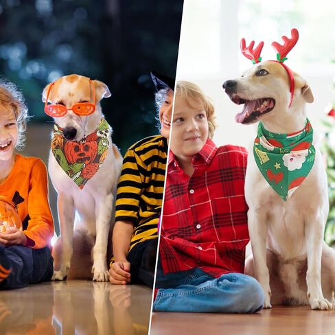 PAWCHIE Holiday Dog Bandanas 10 Packs - Pet Triangle Scarf Plaid Festival Style, Seasonal Bandanas Summer Mother's Day Dog Bandana Birthday Bandana for Small to Large Dogs Puppies Cats in Saudi Arabia