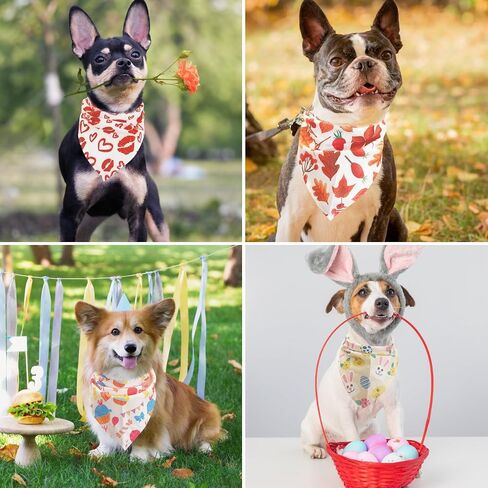 PAWCHIE Holiday Dog Bandanas 10 Packs - Pet Triangle Scarf Plaid Festival Style, Seasonal Bandanas Summer Mother's Day Dog Bandana Birthday Bandana for Small to Large Dogs Puppies Cats in Saudi Arabia