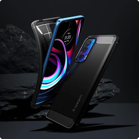 Spigen Rugged Armor مصمم لحافظة Motorola Edge (2021) (2021) - أسود مطفي in Saudi Arabia