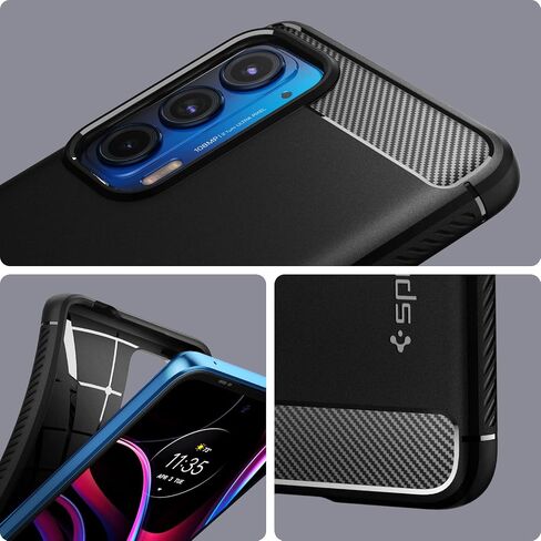 Spigen Rugged Armor مصمم لحافظة Motorola Edge (2021) (2021) - أسود مطفي in Saudi Arabia