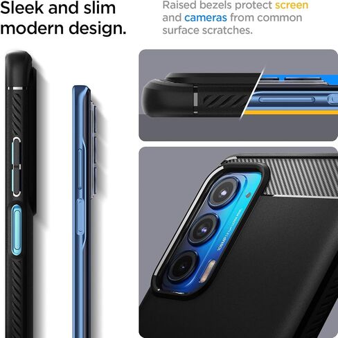 Spigen Rugged Armor مصمم لحافظة Motorola Edge (2021) (2021) - أسود مطفي in Saudi Arabia
