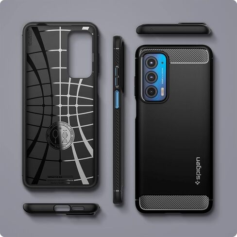 Spigen Rugged Armor مصمم لحافظة Motorola Edge (2021) (2021) - أسود مطفي in Saudi Arabia