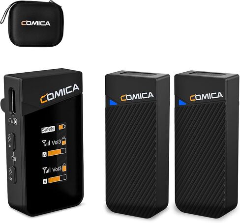 comica Vimo C3 Wireless Lavalier Microphone - Noise Cancelling, Mute, Gain Adjust, Wireless Mic for DSLR Camera, Smartphone, Camcorder Interviews, Vlogging, and Video Recording (White) in Saudi Arabia
