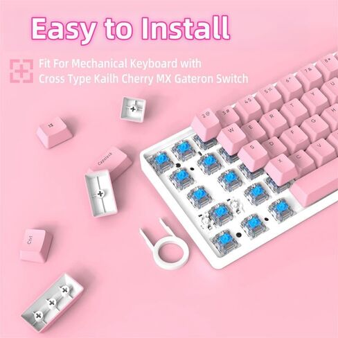 مجموعة أغطية مفاتيح وردية، غطاء مفاتيح ABS لملف OEM، أغطية مفاتيح مزدوجة لـ 60% 65% 80% 100% لوحة مفاتيح ميكانيكية Cherry Gateron MX Switches، 104 مفاتيح in Saudi Arabia
