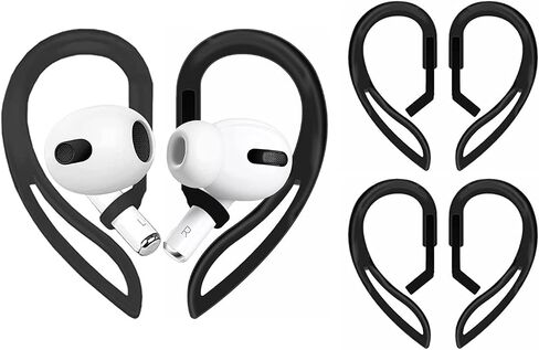 زوجان من خطافات الأذن المتوافقة مع AirPods الجيل الثالث [قابل للتعديل متعدد الأبعاد]، خطاف أذن AirPod للجري والركض وركوب الدراجات وصالة الألعاب الرياضية، متوافق مع AirPods Pro AirPods 3 2 1 Gen، أسود in Saudi Arabia