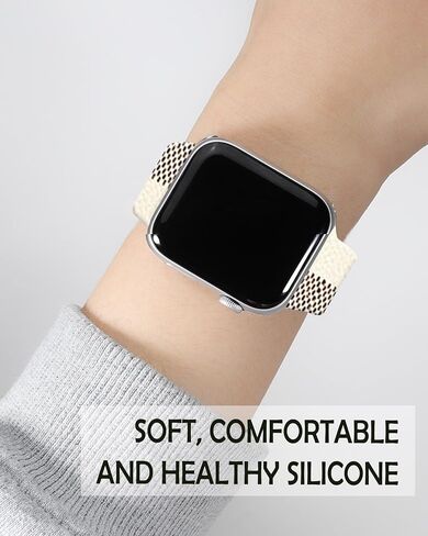 Sport Watch Bands Compatible with Apple Watch Band 38mm 40mm 41mm for Women Men, Adjustable Soft Silicone Replacement Smartwatch Wristband for iWatch Series 7 6 5 4 3 2 1 SE(d) in Saudi Arabia