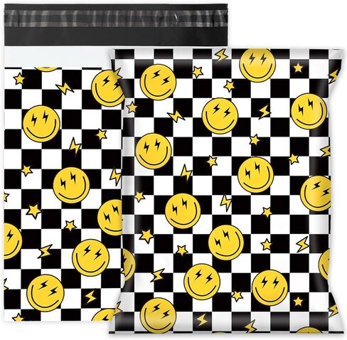 Whaline 100Pcs Thank You Poly Mailer 10 x 13 Inch Flower Tear-Resistant Mailing Bags with Self-Seal White Black Deliver Envelopes Waterproof Plastic Packaging Bags for Small Business Packing Moving in Kuwait