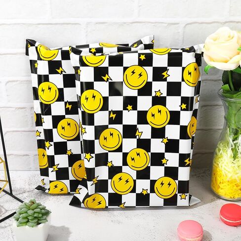 Whaline 100Pcs Thank You Poly Mailer 10 x 13 Inch Flower Tear-Resistant Mailing Bags with Self-Seal White Black Deliver Envelopes Waterproof Plastic Packaging Bags for Small Business Packing Moving in Kuwait