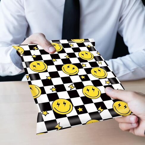 Whaline 100Pcs Thank You Poly Mailer 10 x 13 Inch Flower Tear-Resistant Mailing Bags with Self-Seal White Black Deliver Envelopes Waterproof Plastic Packaging Bags for Small Business Packing Moving in Kuwait