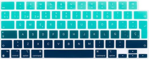 غطاء لوحة مفاتيح رفيع إسباني مكون من قطعتين بتصميم الاتحاد الأوروبي لجهاز MacBook Air 13.6 بوصة 15.3 بوصة (A2681 A2941)/MacBook Pro 14 بوصة 16 بوصة A2991 A2992 A2779 A2780 A2442 A2485، سيليكون (رمادي متدرج) in Kuwait