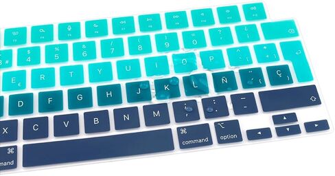 غطاء لوحة مفاتيح رفيع إسباني مكون من قطعتين بتصميم الاتحاد الأوروبي لجهاز MacBook Air 13.6 بوصة 15.3 بوصة (A2681 A2941)/MacBook Pro 14 بوصة 16 بوصة A2991 A2992 A2779 A2780 A2442 A2485، سيليكون (رمادي متدرج) in Kuwait