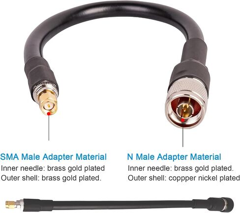 XRDS -RF 2PCS N ذكر إلى SMA ذكر كابل محوري 1 قدم، 50 أوم RG8 N نوع إلى كابل SMA كابل تمديد منخفض الخسارة للغاية لـ ADS-B/4G/5G LTE/Ham/GPS/راديو in Saudi Arabia