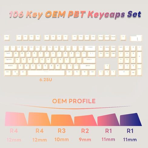 PBT Keycaps, Mechanical Keyboard Keycaps 60 Percent Purple 106 Keycap Set Custom Keycap Set, Shine Through Keycaps OEM Profile, Universal Compatiability for 100%, 75%, 65%, 60% Keyboard - Purple in Saudi Arabia