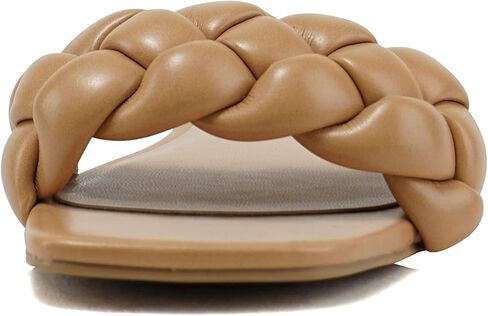 Soda BALL ~ Women Casual Open Square Toe Comfort Fashion puffy Braided Woven Slip on Flat Sandals in Kuwait