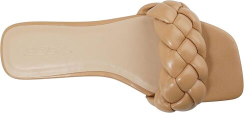 Soda BALL ~ Women Casual Open Square Toe Comfort Fashion puffy Braided Woven Slip on Flat Sandals in Kuwait