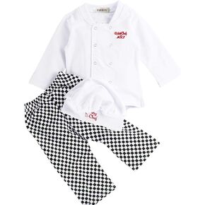 Baby Unisex Cook Chef Costume, Pants and Hat 3-pc (90/12-18 Months) White