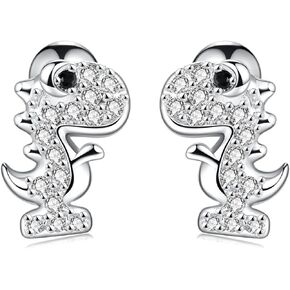 1 Pair 18G Stainless Steel Dinosaur Cubic Zirconia Cartilage Helix Stud Earrings Auricle Piercings Stud Women
