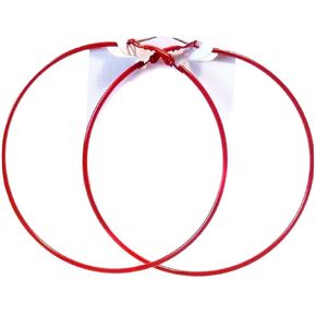Red Hoop Earrings Thin Hoop Earrings Red Hoops 3.5 Inch