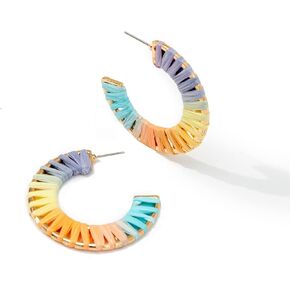 Rainbow Raffia Rattan Statement Hoop Rainbow Colorful Earrings For Women Handmade Straw Beach Summer Fashion Boho Earrings Fashion Gifts For Girls