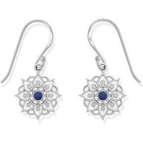 Boma Jewelry Sterling Silver Bohemian Lotus Flower Dangle Earrings