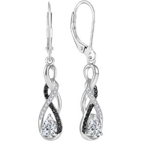 Infinity Twisted Two Tone Earrings for Womens, 925 Sterling Silver Dangle Drop Gemstone Earings for Women, Irish Celtic Leverback Jewelry for Women