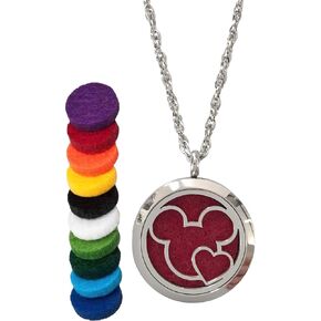 FIKA Mickey Mouse Aromatherapy Essential Oils Necklace Pendant Air Freshener Locket Pads Included