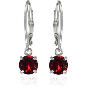 Sterling Silver 6mm Round Dainty Dangle Leverback Earrings Made with European Crystals in Kuwait