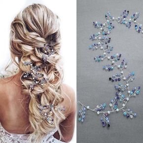 Latious Silver Flower Bride Wedding Hair Vine Crystal Bridal Hair Piece Rhinestone Hair Accessories Leaf Hair Jewelry for Women and Girls(5.5Inches) (A-Silver)