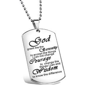 Zuo Bao God Grant Me The Serenity Prayer Quote Dog Tag Keyring Christian Religious Jewelry for Friend Family Member