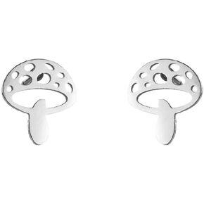 Cute Small Mushroom Stud Earrings for Women Teen Girls Stainless Steel Hypoallergenic Sensitive Ear Cartilage Tragus Post Tiny Minimalist Lovely Food Jewelry Birthday Christmas Thanksgiving