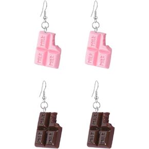 Just Follow Creative Funny Foods Dessert Cartoon Earrings Kawaii Chocolate Cute Women Girls Ear Jewelry 2 pairs