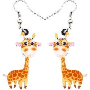LONYOO Acrylic Funny Giraffe Earrings Fashion Jewelry Dangle Anime Deer Earrings for Women Girls Giraffe Gifts